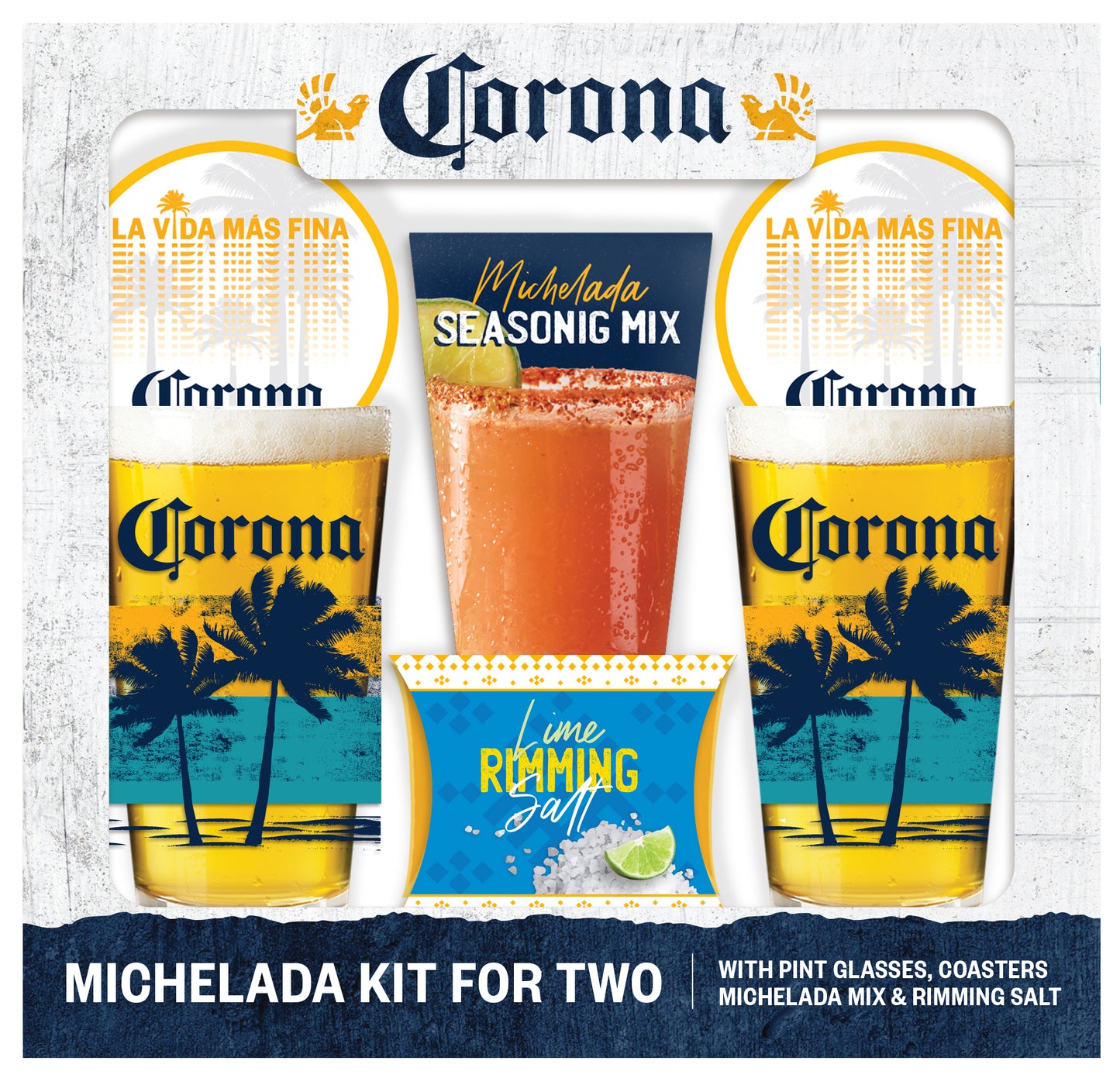 Corona Beer Michelada Kit for 2 W/ Glasses, Receipe Book