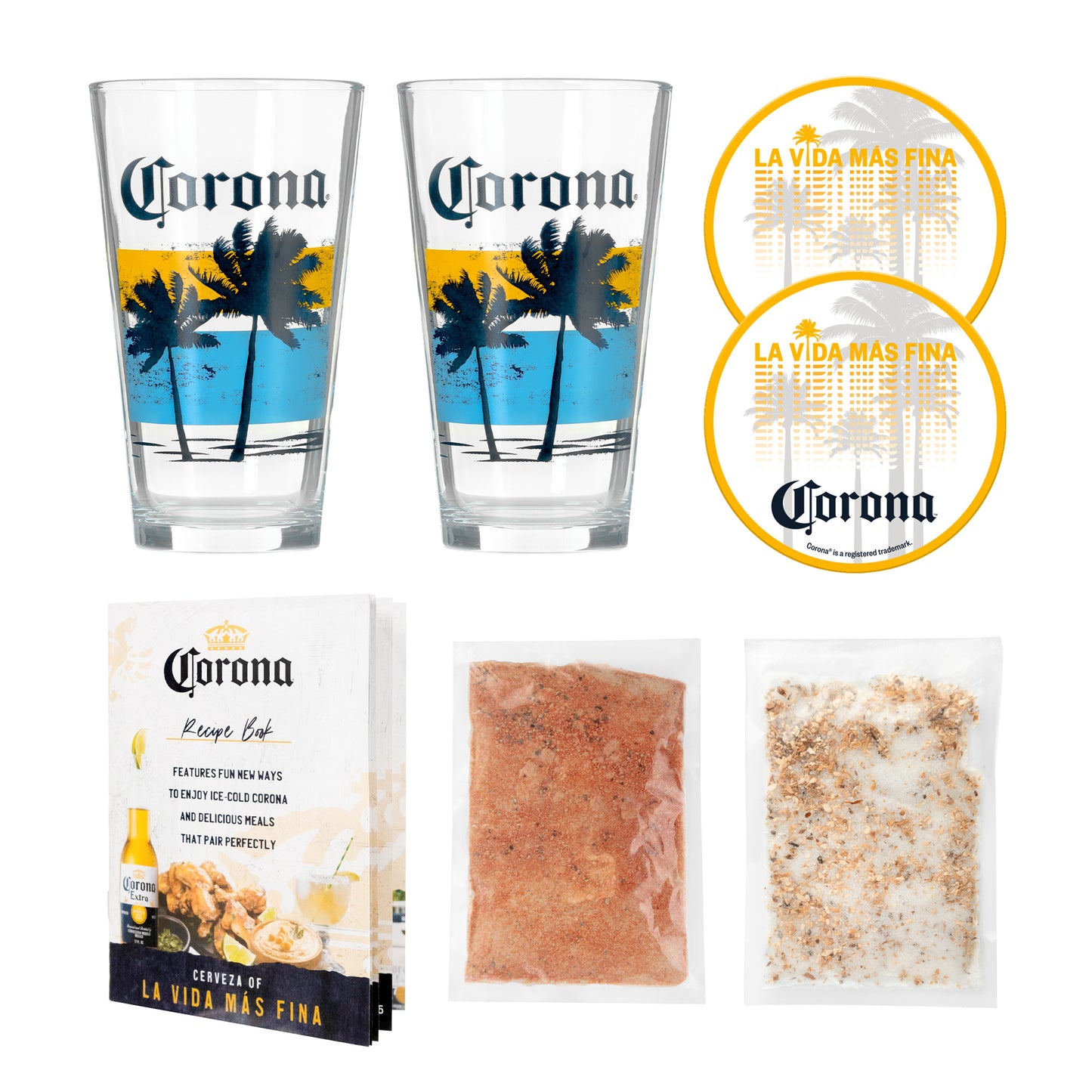 Corona Beer Michelada Kit for 2 W/ Glasses, Receipe Book