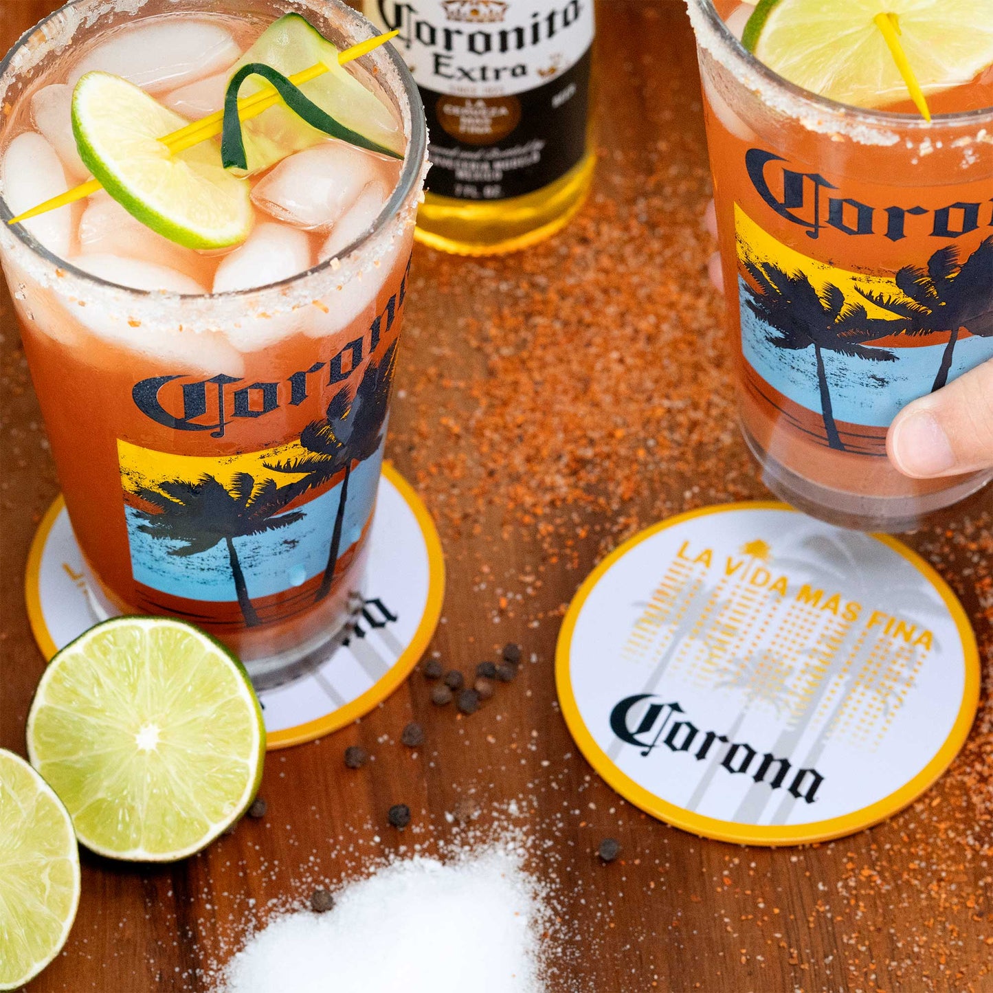 Corona Beer Michelada Kit for 2 W/ Glasses, Receipe Book