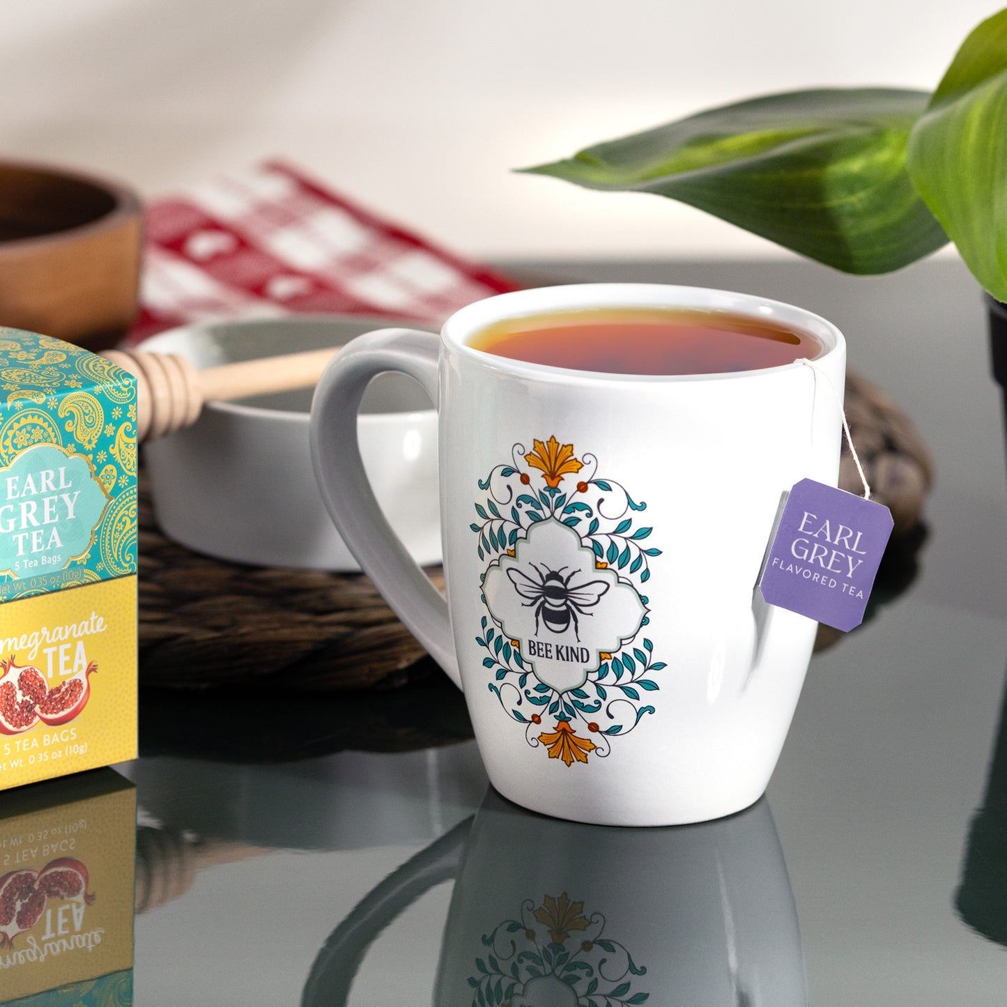 Fashion Street Cafe It's Tea Time Gourmet Gift Set with Mug, Honey Dipper, and Tea