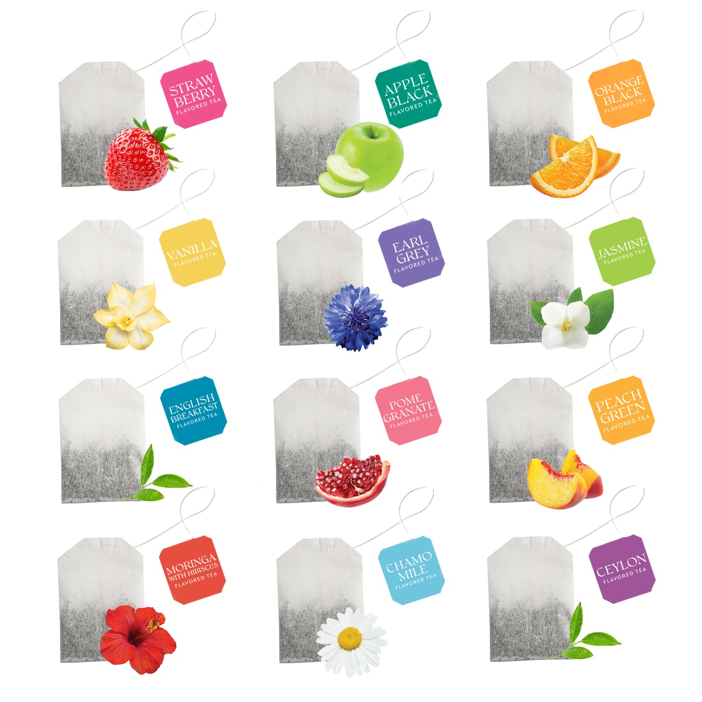 Fashion Street Cafe Gourmet Tea 12 Flavor Assortment Gift Set