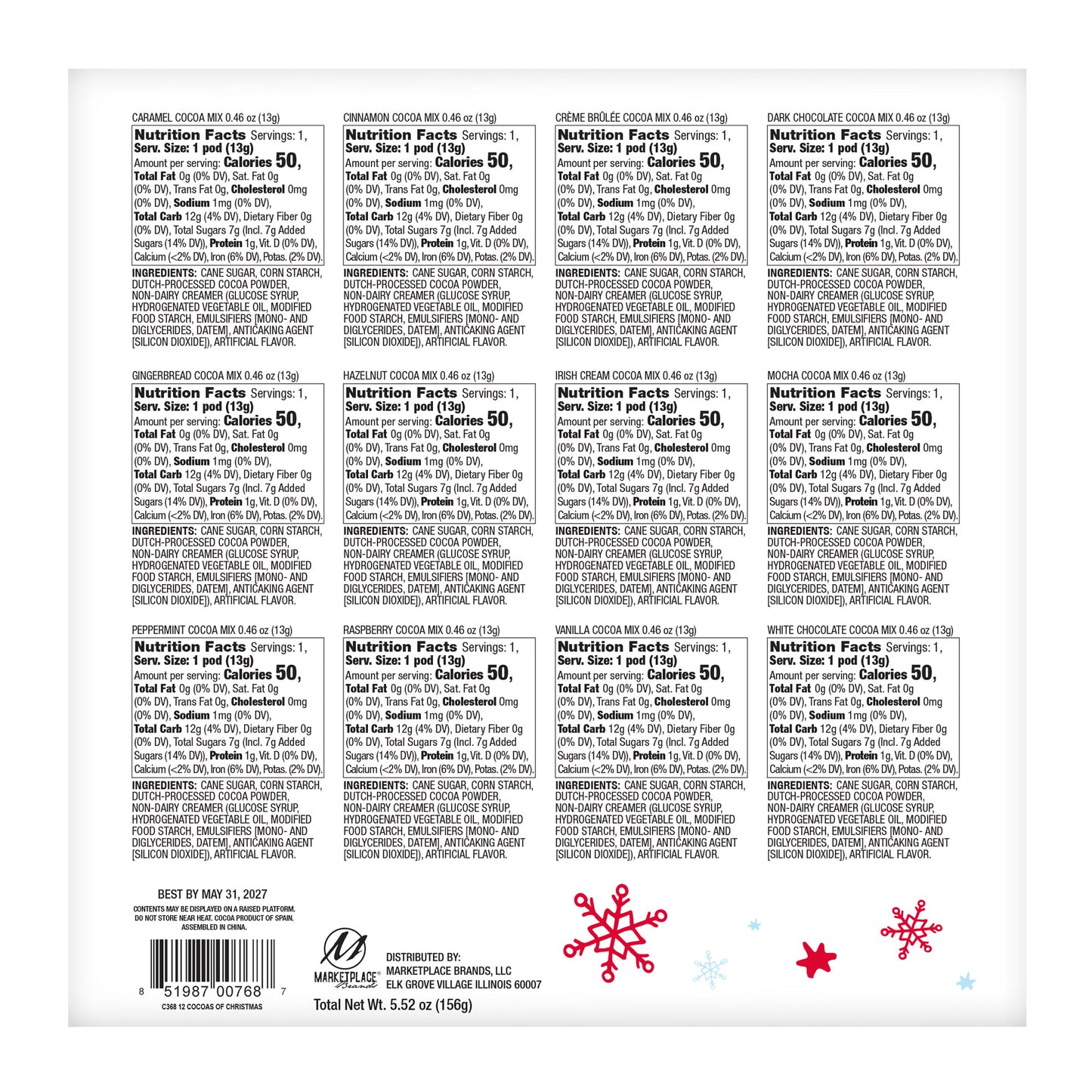 Santa's Sweet Shop 12 Cocoas of Christmas Pods Sampler Gift Pack