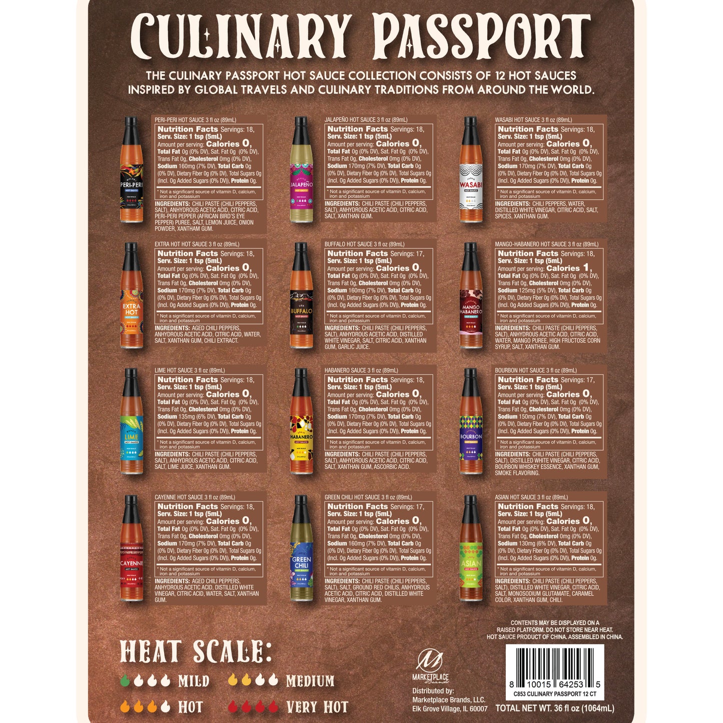Culinary Passport Ultimate 12 Bottle Hot Sauces of the World Gift Crate Set