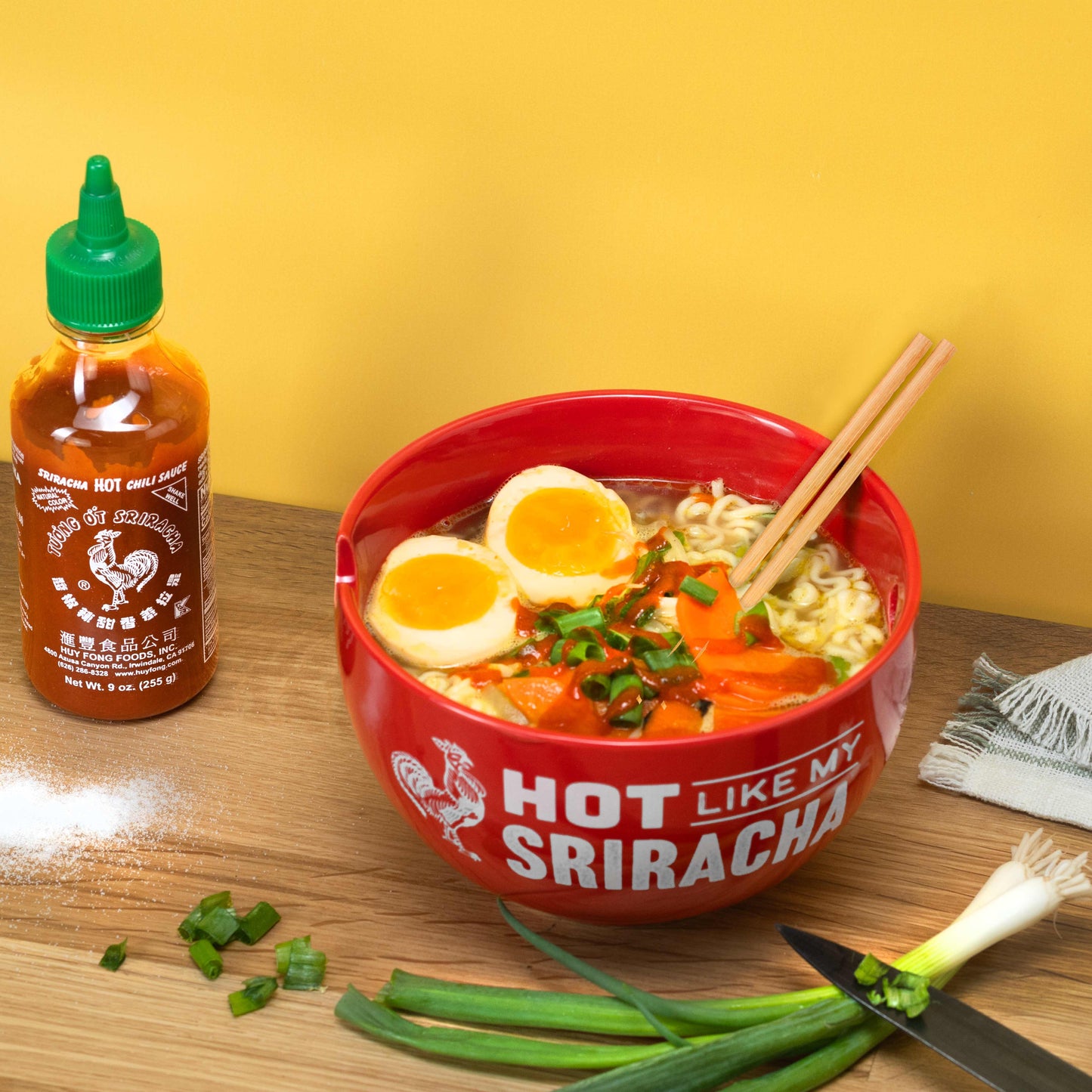 Huy Fong Rooster Brand Sriracha Ramen Noodles Gift Set w/ Bowl and Chopsticks