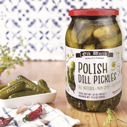 Summer BBQ Set – Four 32 Oz Jars of Assorted Pickled Vegetables w/ Dill Pickles, Sliced Baby Beets, Polish Barrel Sauerkraut and Polish Salad