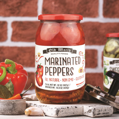 European Salad Set – Four 32 Oz Jars of Pickled Vegetables includes German Salad, Veggie Medley Salad, Beet & Leek Salad, and Marinated Peppers