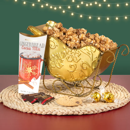 Santa's Sleigh 6 pc. Holiday Popcorn and Sweets Gift Set - Gold