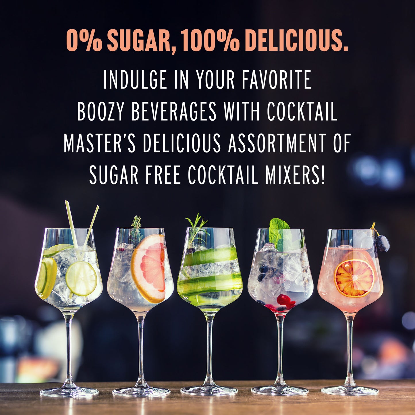 Cocktail Master Sugar Free Drink Mix Variety Pack 1L/33.8fl oz - Case Pack of 6 - Blood Orange, Margarita mix, Mojito, Jalapeno, Mango Passion Fruit, Blackberry