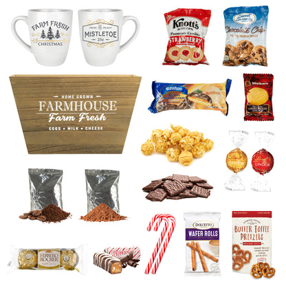 Farmhouse Crate 17 pc. Christmas Holiday Candy and Food Gift Basket