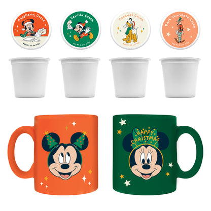 Disney Hot Chocolate Cocoa for Two Gift Set with Mickey and Minnie Christmas Mugs