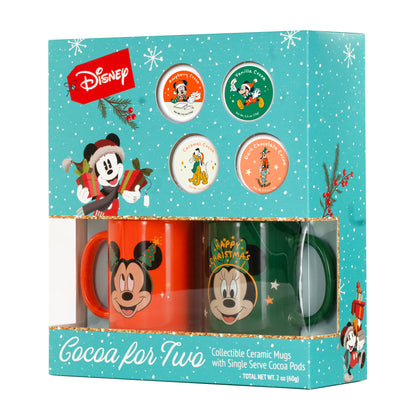 Disney Hot Chocolate Cocoa for Two Gift Set with Mickey and Minnie Christmas Mugs