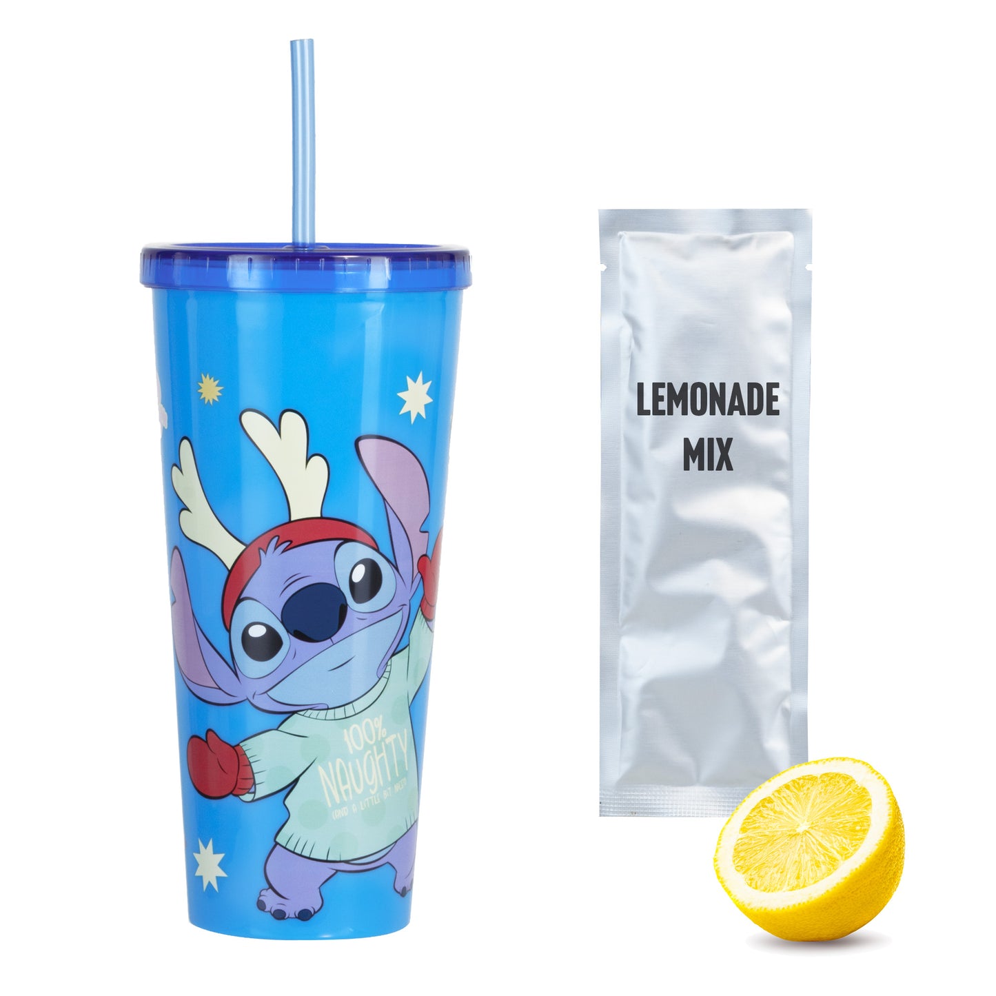 Disney Stitch Reusable Insulated Cold Cup Tumbler Holiday Gift Set