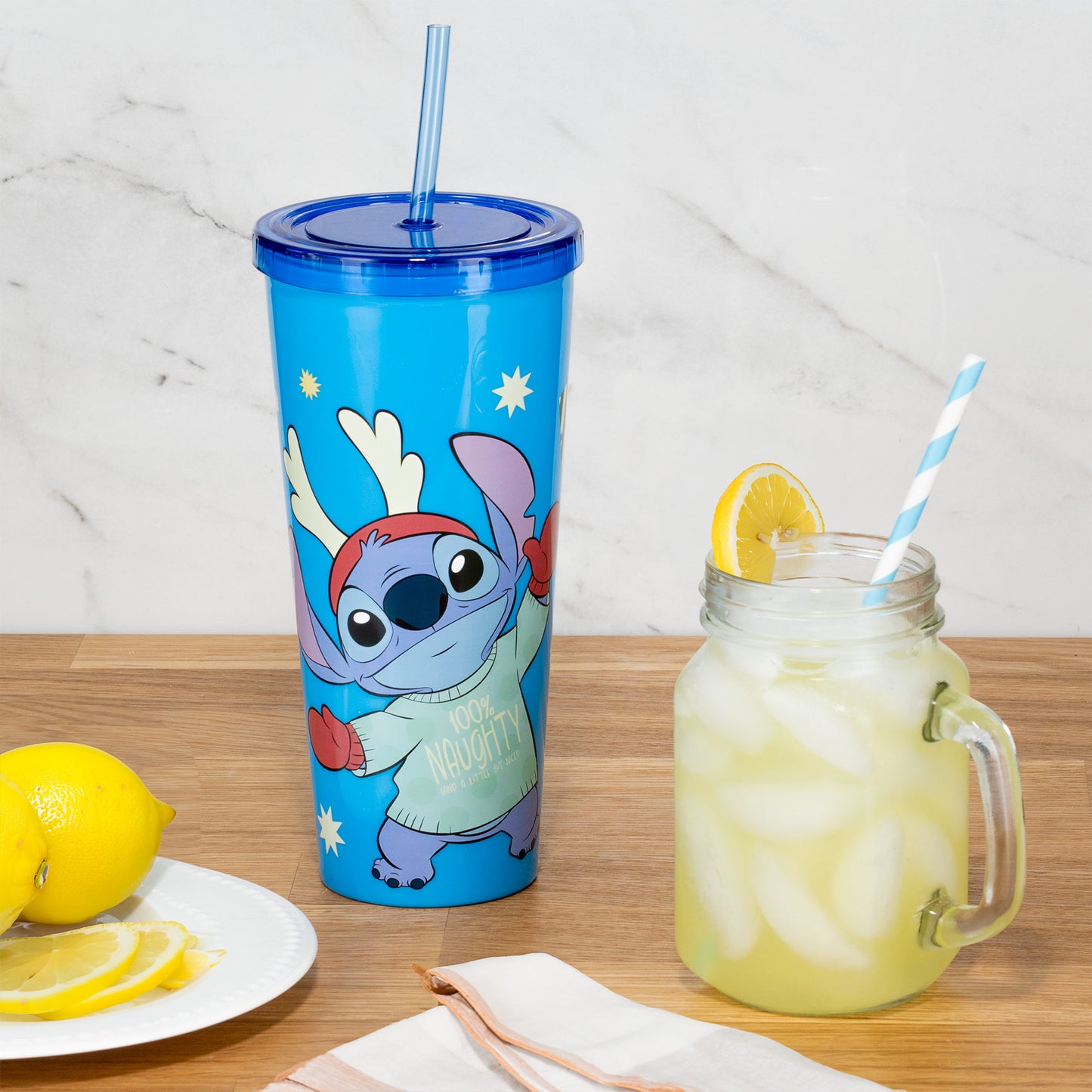 Disney Stitch Reusable Insulated Cold Cup Tumbler Holiday Gift Set