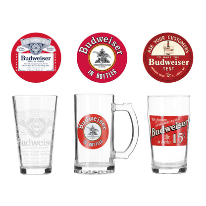 Budweiser Limited Edition 3 Glass and Coaster Collection