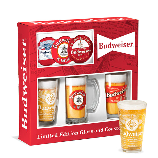 Budweiser Limited Edition 3 Glass and Coaster Collection