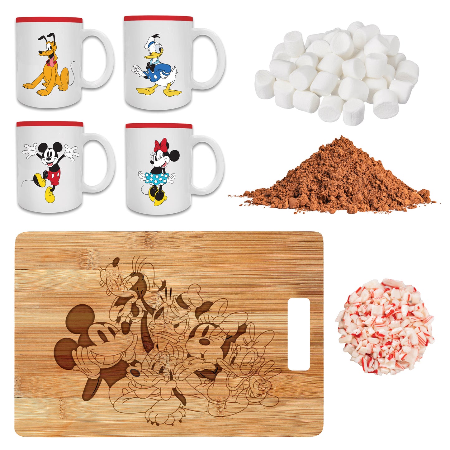 Disney Mickeys Cocoa Bar Hot Chocolate Set for 4 with Mugs and Serving Board