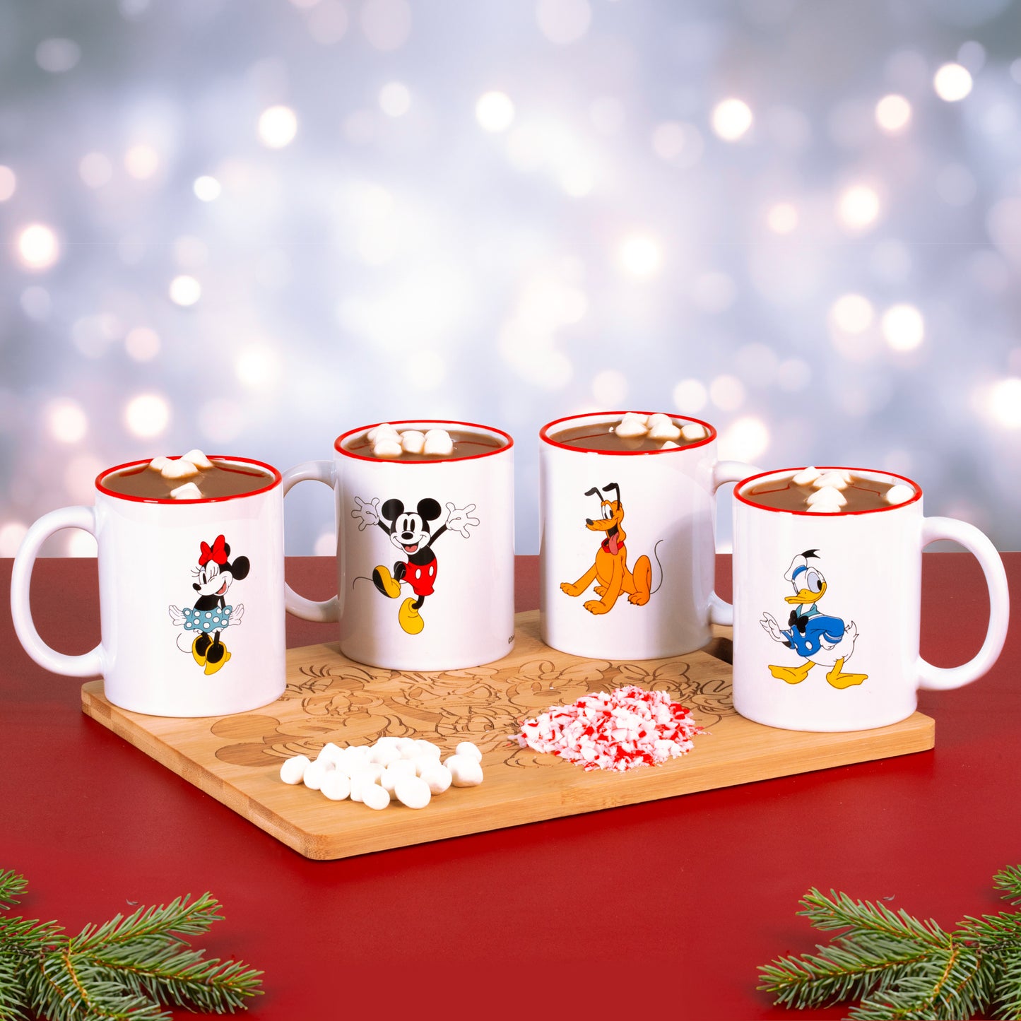 Disney Mickeys Cocoa Bar Hot Chocolate Set for 4 with Mugs and Serving Board