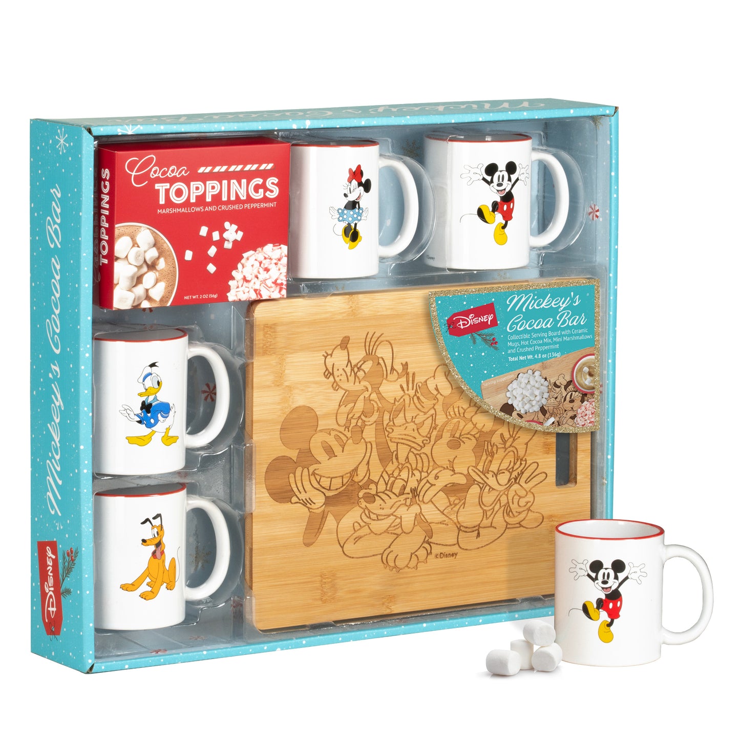 Disney Mickeys Cocoa Bar Hot Chocolate Set for 4 with Mugs and Serving Board