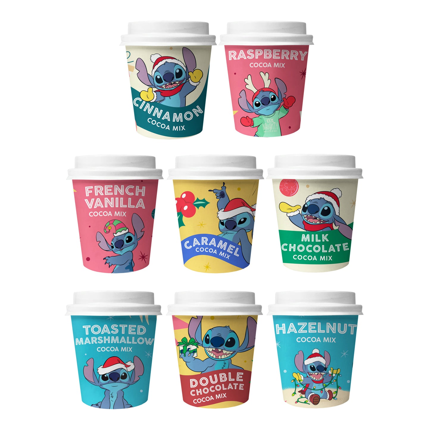 Disney Stitch Hot Chocolate Cocoa Variety Pack with Cups - 8 Flavors