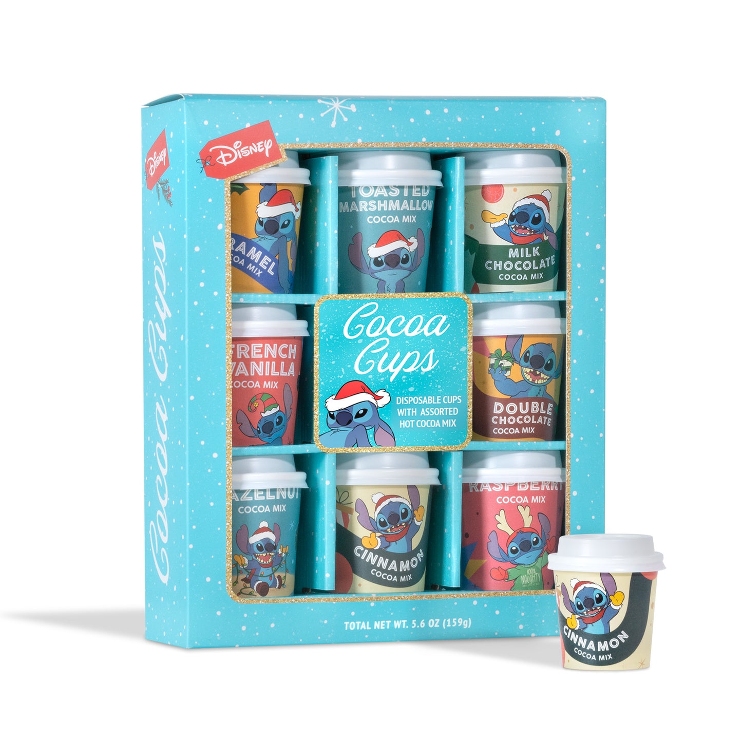 Disney Stitch Hot Chocolate Cocoa Variety Pack with Cups - 8 Flavors