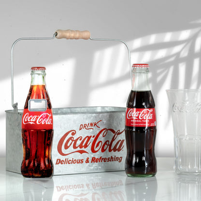 4 Piece Coca-Cola Vintage Style Drinking Glasses Gift Set w/ Collectible Tin Caddy