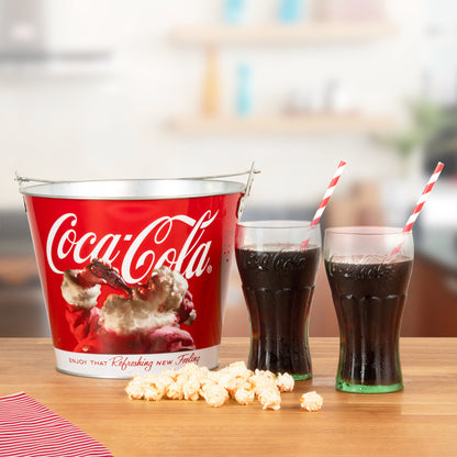 Coca Cola Coke 6 pc. Santa Christmas Bucket and Popcorn Gift Set