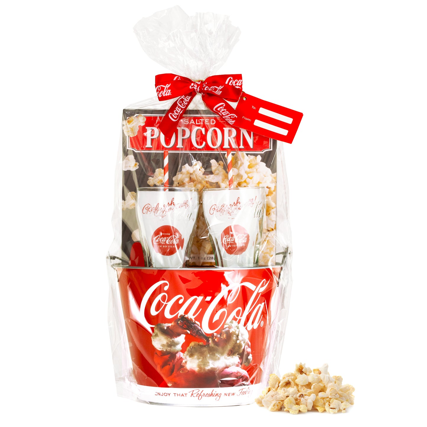 Coca Cola Coke 6 pc. Santa Christmas Bucket and Popcorn Gift Set