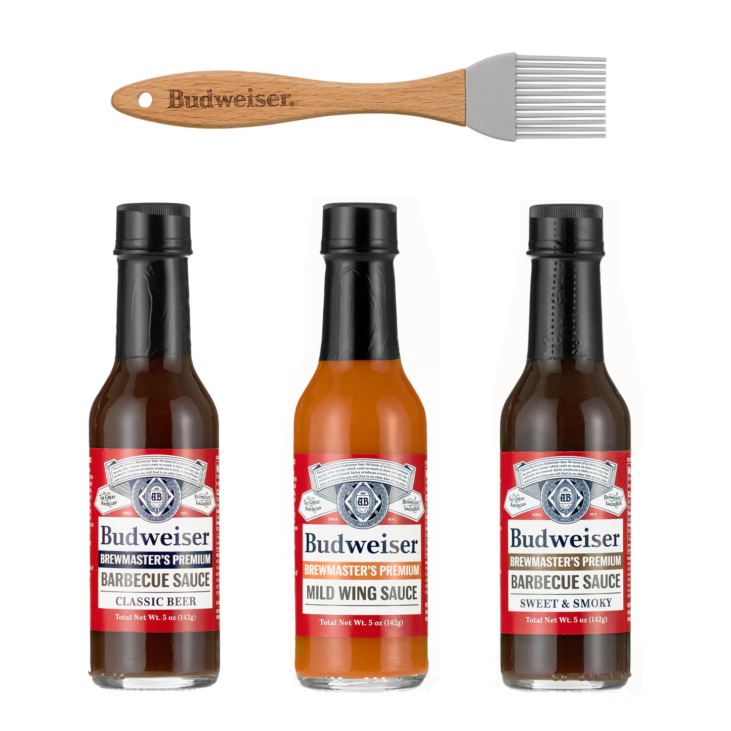 Budweiser Grilling Set - 3 BBQ Sauces with Basting Brush