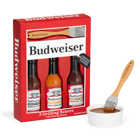 Budweiser Grilling Set - 3 BBQ Sauces with Basting Brush