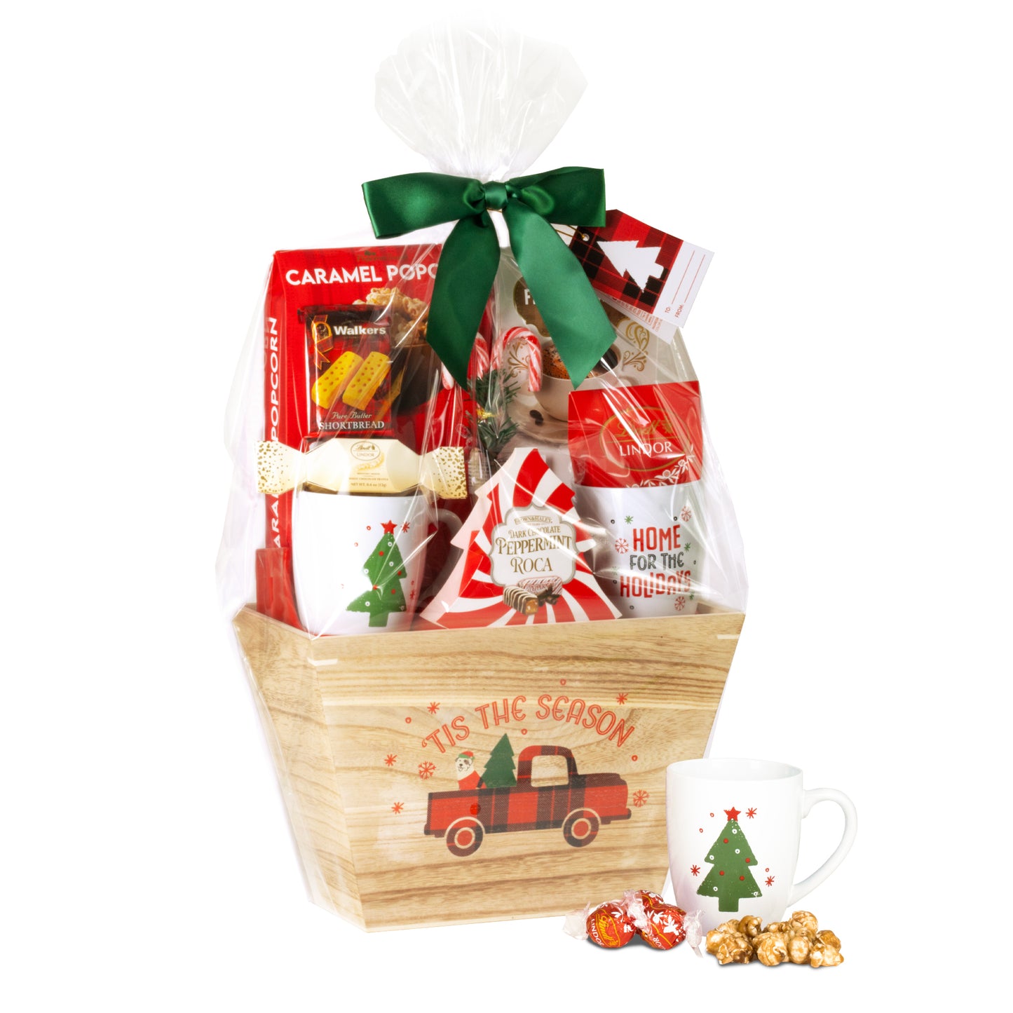 Tis The Season 10 pc. Christmas Food Gift Basket in Red Truck Wood Crate