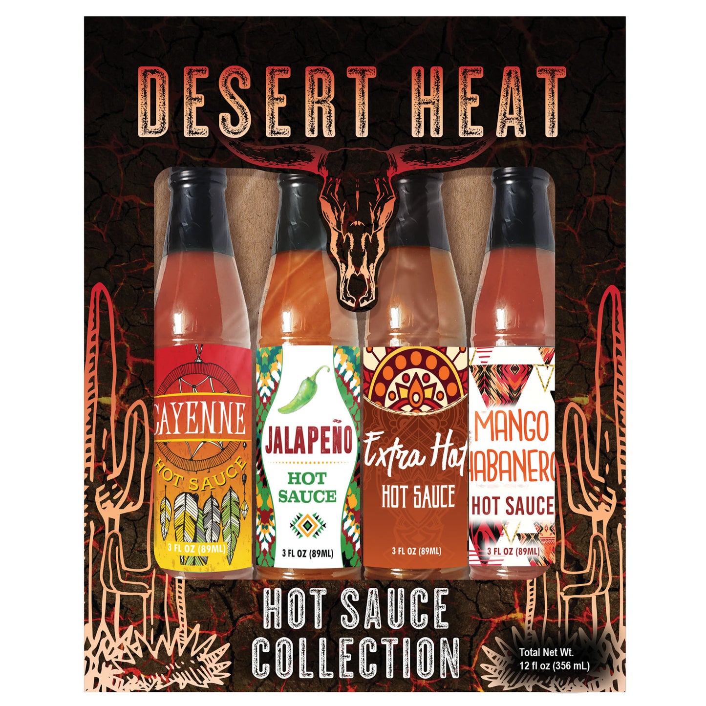 Desert Heat Hot Sauce 4 Bottle Sampler Variery Pack Gift Set