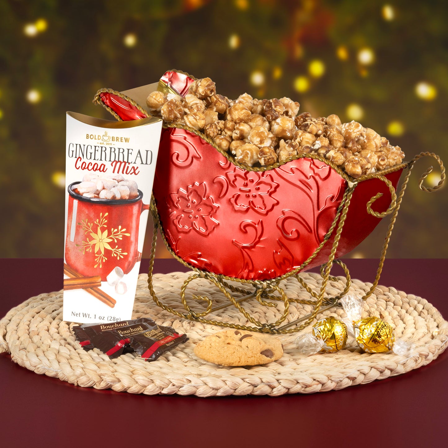 Santa's Sleigh 6 pc. Holiday Popcorn and Sweets Gift Set - Red