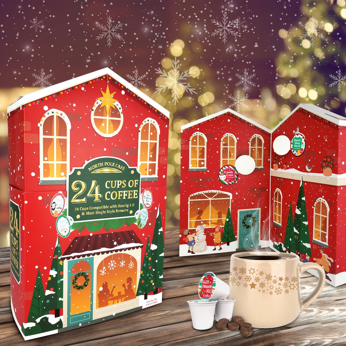 North Pole Cafe 24 Day Christmas Coffee Keurig K-cup Advent Countdown Calendar