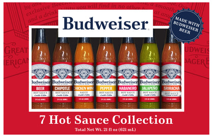 Budweiser Beer 7 pc. Hot Sauce Collection Gift Set