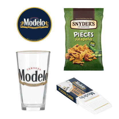 Modelo Game Time Pint Glass Gift Set with Playing Cards