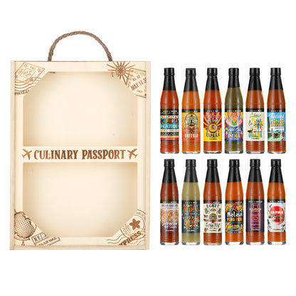 Culinary Passport Ultimate 12 Bottle Hot Sauces of the World Gift Crate Set