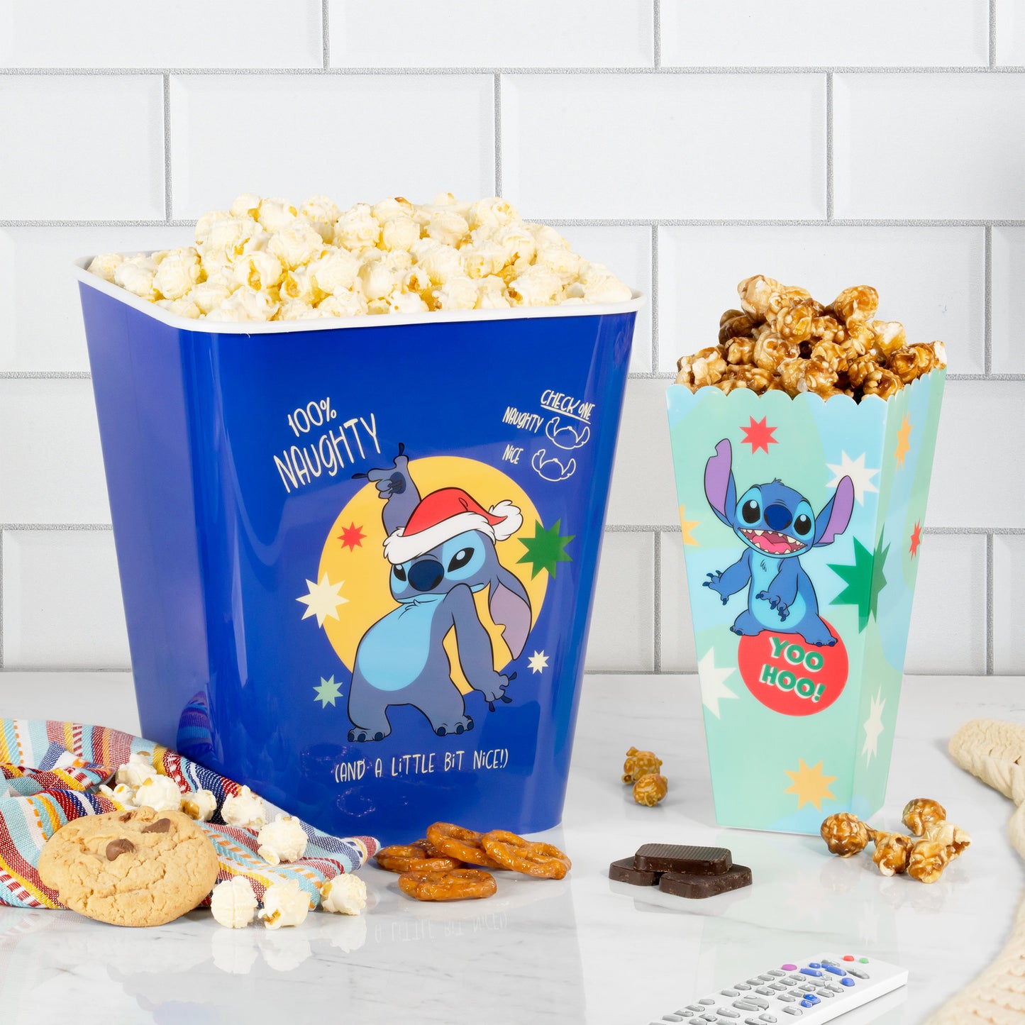 Disney Stitch Movie Night 8 pc. Popcorn Bucket and Candy Gift Basket