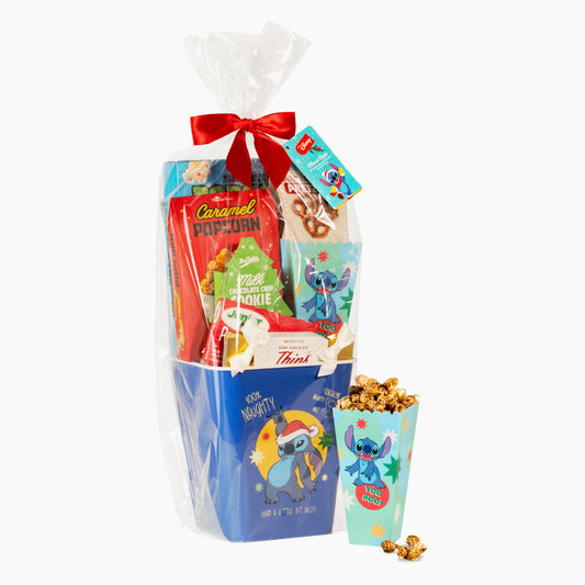 Disney Stitch Movie Night 8 pc. Popcorn Bucket and Candy Gift Basket