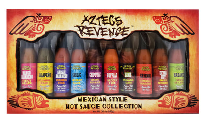 Aztecs Revenge 10 Bottle Mexican Style Hot Sauce Collection