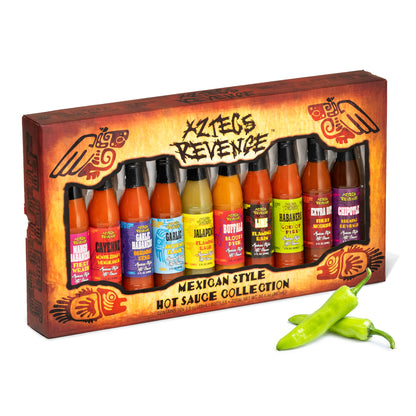 Aztecs Revenge 10 Bottle Mexican Style Hot Sauce Collection