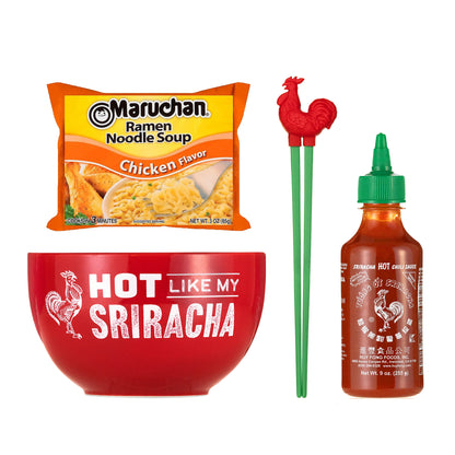 Huy Fong Rooster Brand Sriracha Ramen Noodles Gift Set w/ Bowl and Chopsticks