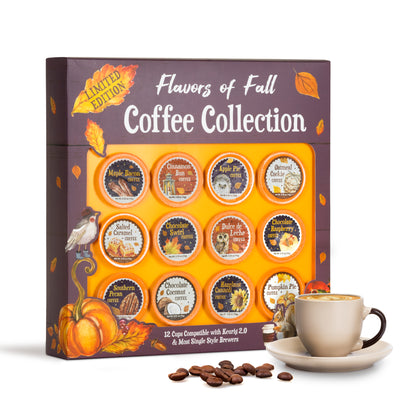 Flavors of Fall Coffee Collection Gift Set with 12 Different Keurig K Cup Pods