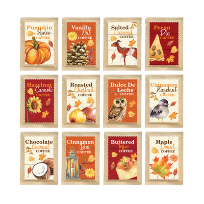 Autumn Coffee Collection Assorted Fall Flavored Coffee Pouches - 12 Flavors