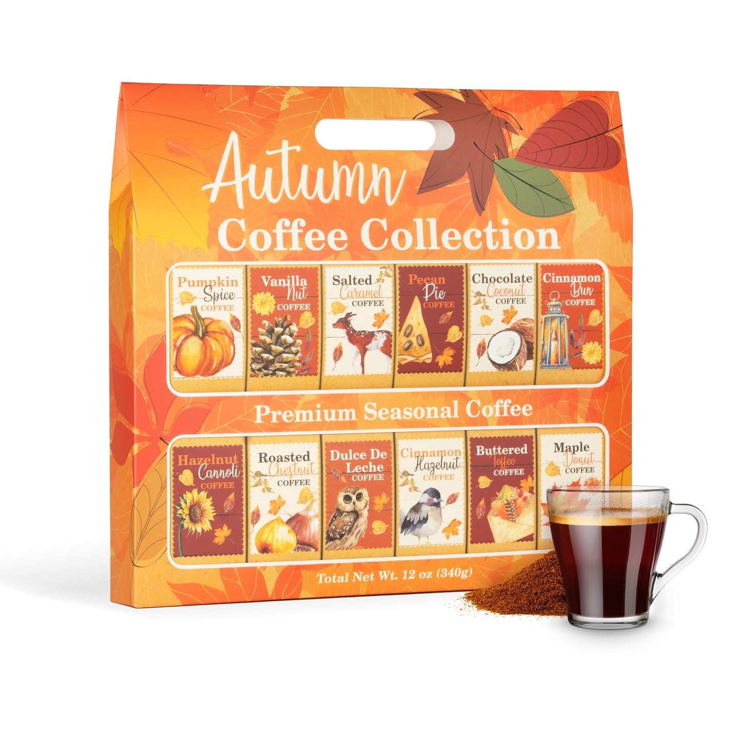 Autumn Coffee Collection Assorted Fall Flavored Coffee Pouches - 12 Flavors