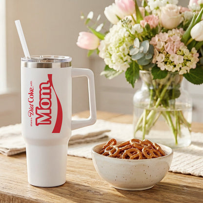 Diet Coke Mothers Day White 10" Insulated Travel Tumbler Gift Set