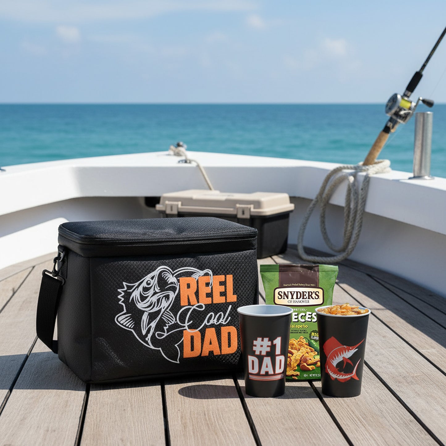 Reel Cool Dad Fishing Cooler 4 Pc Fathers Day Gift Set