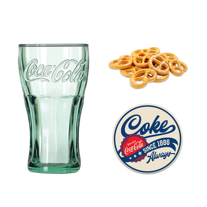 Coca Cola Genuine Drinking Glass Patriotic USA 3 pc Gift Set with Coke Coaster