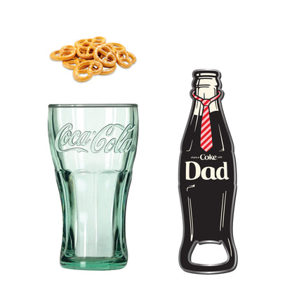 Coca Cola Fathers Day Pint Glass 3 pc Gift set with Coke Dad Bottle Opener