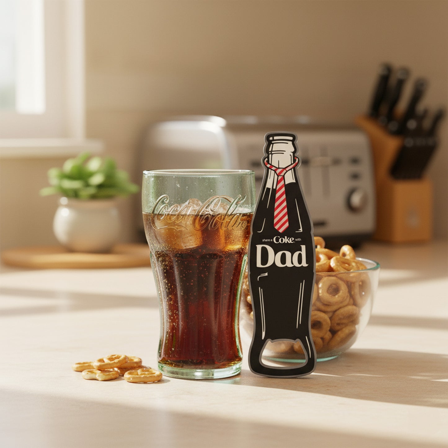 Coca Cola Fathers Day Pint Glass 3 pc Gift set with Coke Dad Bottle Opener