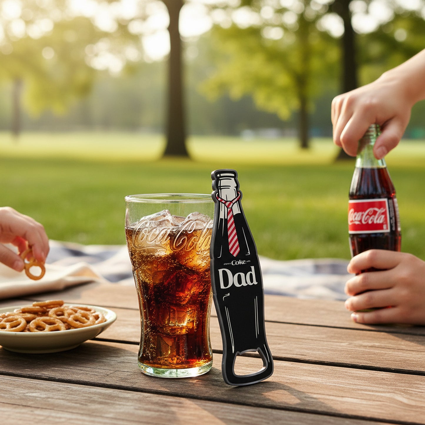 Coca Cola Fathers Day Pint Glass 3 pc Gift set with Coke Dad Bottle Opener
